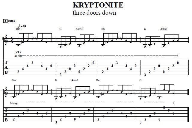 How To Play The Intro From Kryptonite By 3 Doors Down